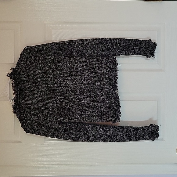 Express Women's Black Gray Metallic Tassel Sweater Cardigan Pockets - Picture 2 of 7